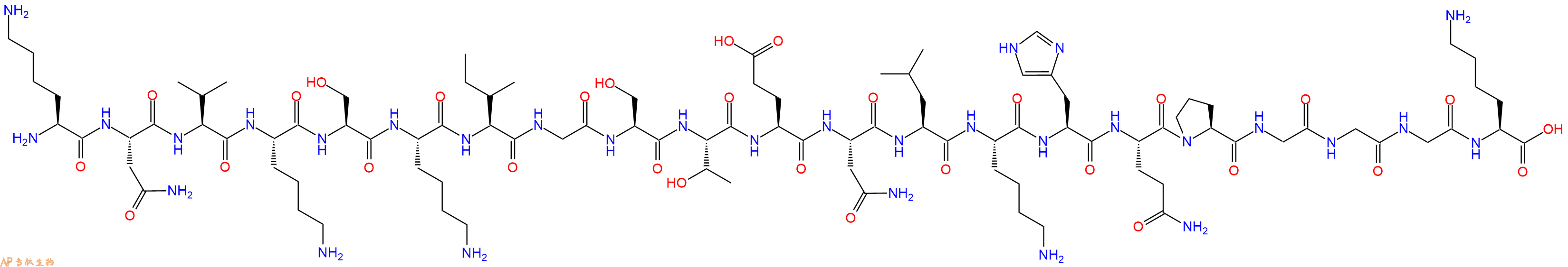 专肽生物产品H2N-Lys-Asn-Val-Lys-Ser-Lys-Ile-Gly-Ser-Thr-Glu-Asn-Leu-Lys-His-Gln-Pro-Gly-Gly-Gly-Lys-OH