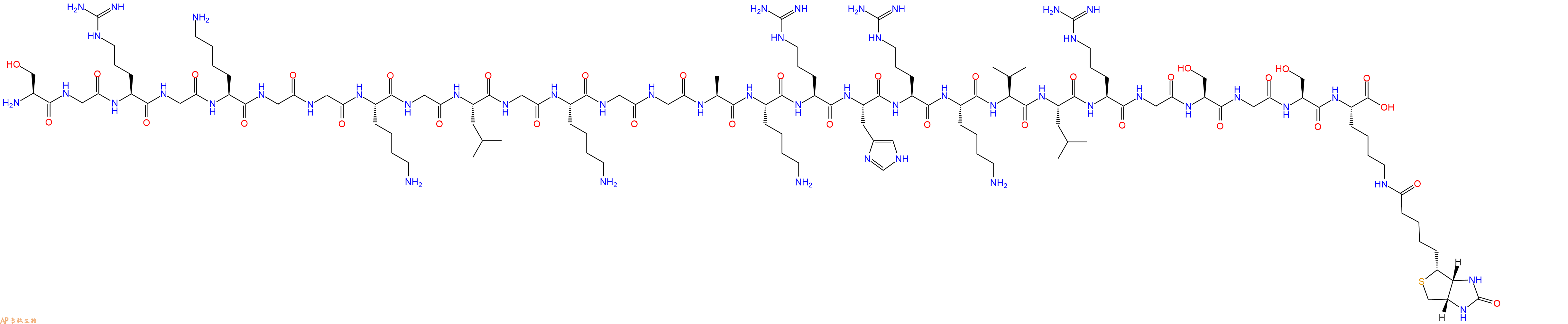 专肽生物产品H2N-Ser-Gly-Arg-Gly-Lys-Gly-Gly-Lys-Gly-Leu-Gly-Lys-Gly-Gly-Ala-Lys-Arg-His-Arg-Lys-Val-Leu-Arg-Gly-Ser-Gly-Ser-Lys(Biotin)-OH