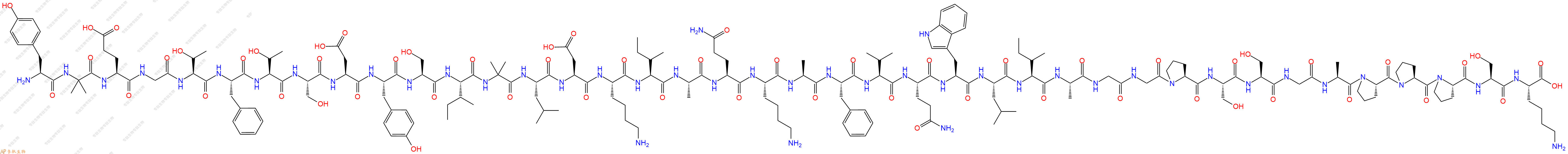 专肽生物产品H2N-Tyr-Aib-Glu-Gly-Thr-Phe-Thr-Ser-Asp-Tyr-Ser-Ile-Aib-Leu-Asp-Lys-Ile-Ala-Gln-Lys-Ala-Phe-Val-Gln-Trp-Leu-Ile-Ala-Gly-Gly-Pro-Ser-Ser-Gly-Ala-Pro-Pro-Pro-Ser-Lys-OH