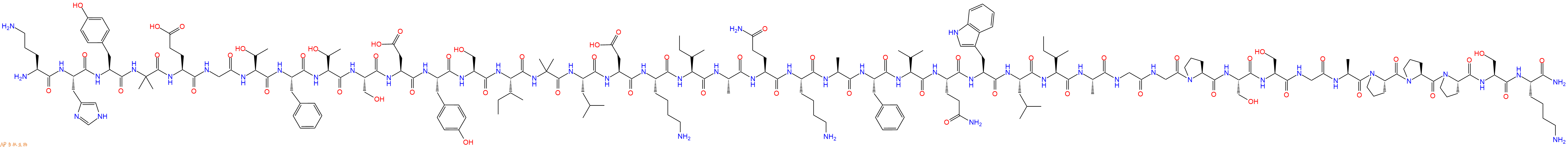 专肽生物产品H2N-Orn-His-Tyr-Aib-Glu-Gly-Thr-Phe-Thr-Ser-Asp-Tyr-Ser-Ile-Aib-Leu-Asp-Lys-Ile-Ala-Gln-Lys-Ala-Phe-Val-Gln-Trp-Leu-Ile-Ala-Gly-Gly-Pro-Ser-Ser-Gly-Ala-Pro-Pro-Pro-Ser-Lys-NH2