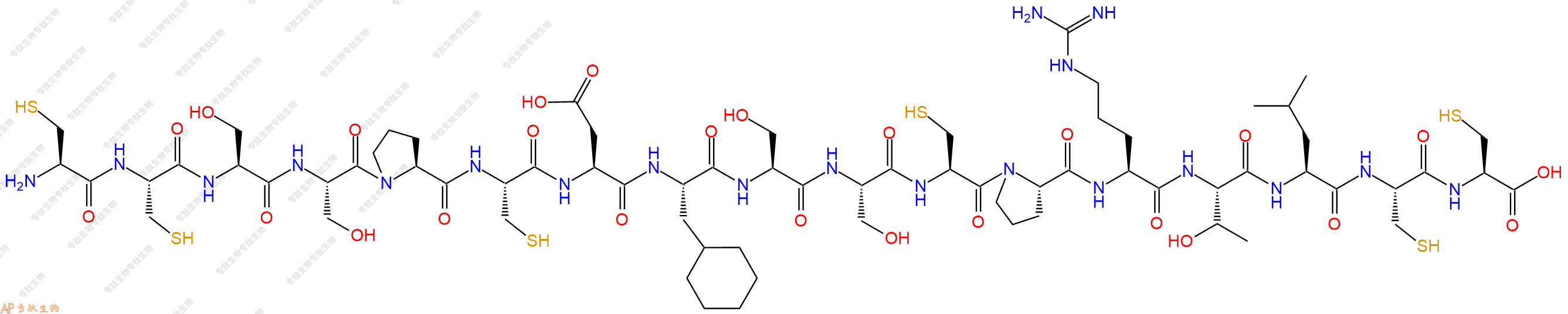 专肽生物产品H2N-Cys-Cys-Ser-Ser-Pro-Cys-Asp-Cha-Ser-Ser-Cys-Pro-Arg-Thr-Leu-Cys-Cys-OH