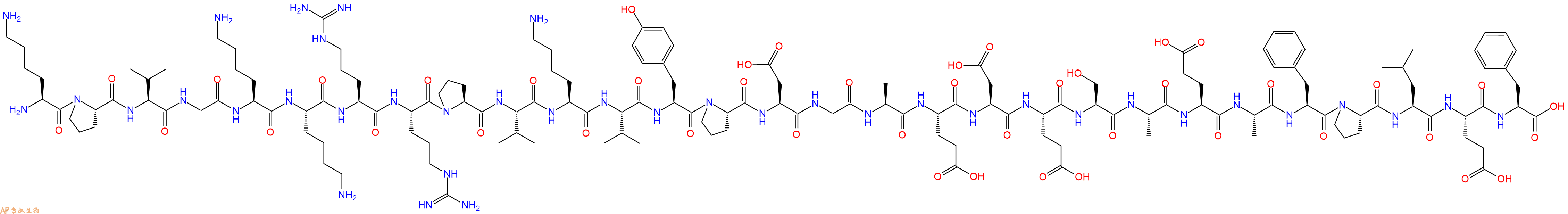专肽生物产品H2N-Lys-Pro-Val-Gly-Lys-Lys-Arg-Arg-Pro-Val-Lys-Val-Tyr-Pro-Asp-Gly-Ala-Glu-Asp-Glu-Ser-Ala-Glu-Ala-Phe-Pro-Leu-Glu-Phe-OH