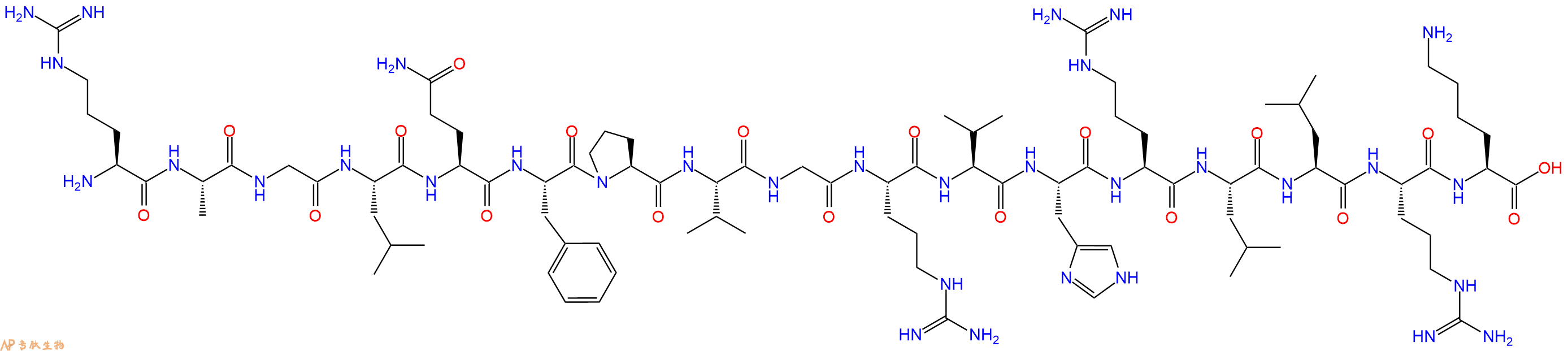 专肽生物产品H2N-Arg-Ala-Gly-Leu-Gln-Phe-Pro-Val-Gly-Arg-Val-His-Arg-Leu-Leu-Arg-Lys-OH