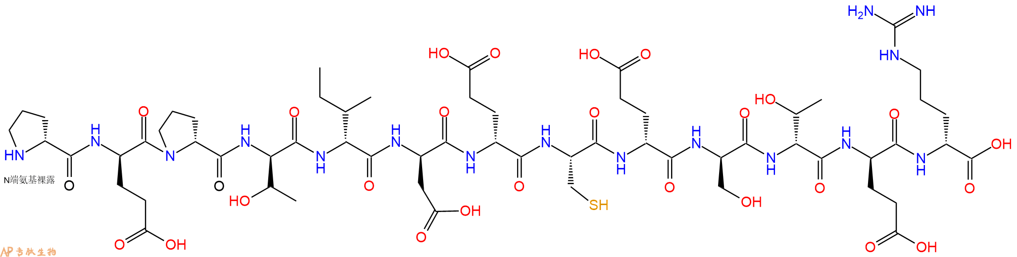 专肽生物产品H2N-DPro-DGlu-DPro-DThr-DIle-DAsp-DGlu-Cys-DGlu-DSer-DThr-DGlu-DArg-OH