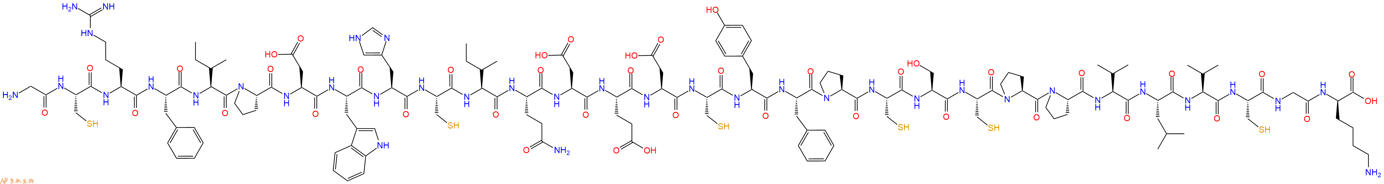 专肽生物产品H2N-Gly-Cys-Arg-Phe-Ile-Pro-Asp-Trp-His-Cys-Ile-Gln-Asp-Glu-Asp-Cys-Tyr-Phe-Pro-Cys-Ser-Cys-Pro-Pro-Val-Leu-Val-Cys-Gly-DLys-OH