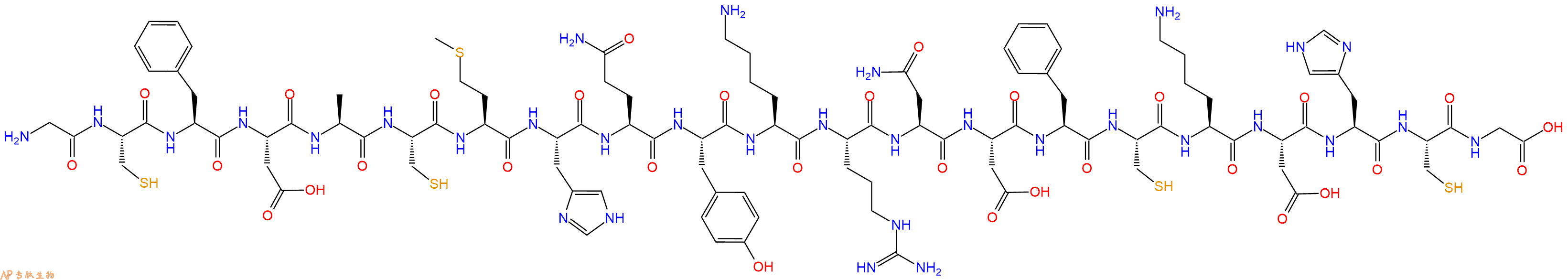 专肽生物产品H2N-Gly-Cys-Phe-Asp-Ala-Cys-Met-His-Gln-Tyr-Lys-Arg-Asn-Asp-Phe-Cys-Lys-Asp-His-Cys-Gly-OH