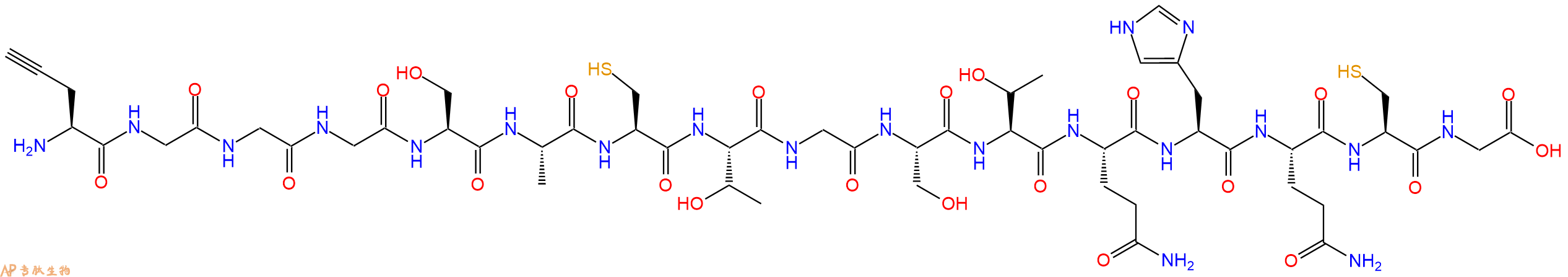 专肽生物产品H2N-Pra-Gly-Gly-Gly-Ser-Ala-Cys-Thr-Gly-Ser-Thr-Gln-His-Gln-Cys-Gly-OH