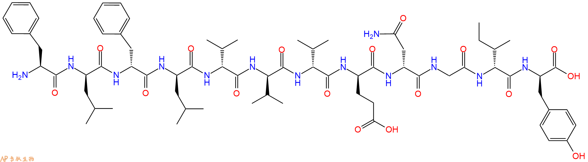 专肽生物产品H2N-Phe-DLeu-DPhe-DLeu-DVal-DVal-DVal-DGlu-DAsn-Gly-DIle-DTyr-OH