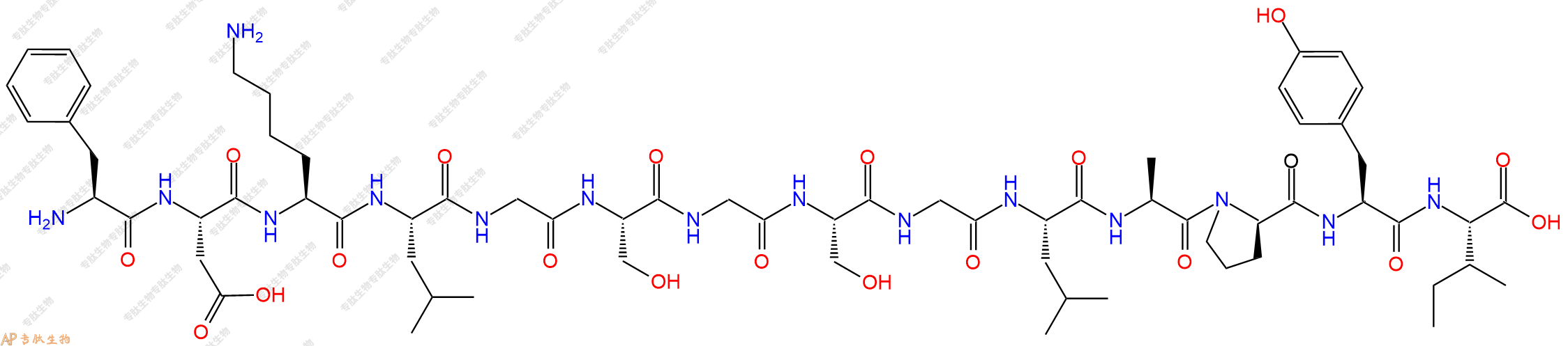 专肽生物产品H2N-Phe-Asp-Lys-Leu-Gly-Ser-Gly-Ser-Gly-Leu-Ala-DPro-Tyr-Ile-OH