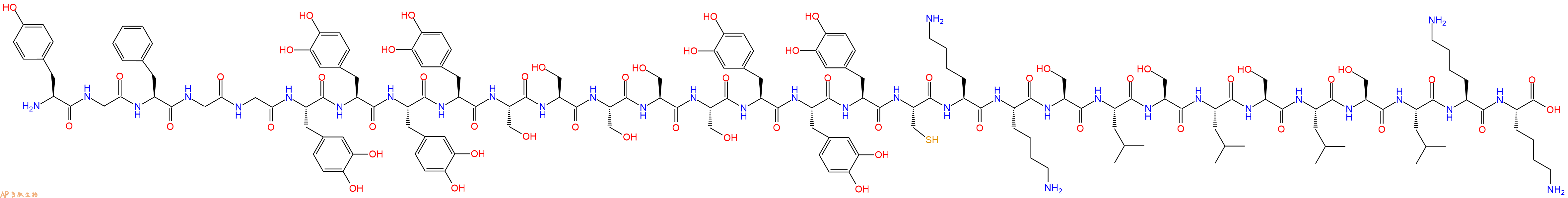 专肽生物产品H2N-Tyr-Gly-Phe-Gly-Gly-DOPA-DOPA-DOPA-DOPA-Ser-Ser-Ser-Ser-Ser-DOPA-DOPA-DOPA-Cys-Lys-Lys-Ser-Leu-Ser-Leu-Ser-Leu-Ser-Leu-Lys-Lys-OH