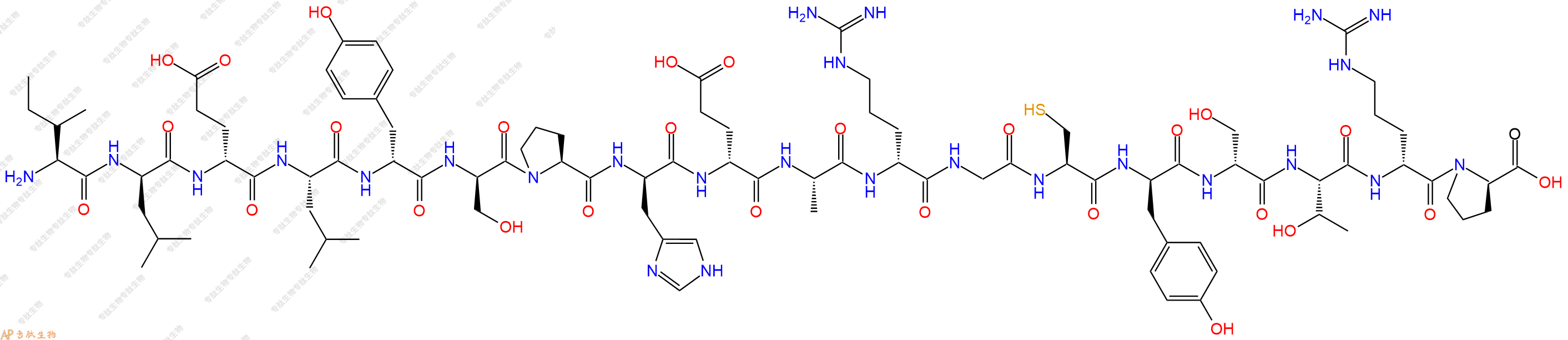 专肽生物产品H2N-Ile-DLeu-DGlu-Leu-DTyr-DSer-Pro-DHis-DGlu-Ala-DArg-Gly-Cys-DTyr-DSer-Thr-DArg-DPro-OH