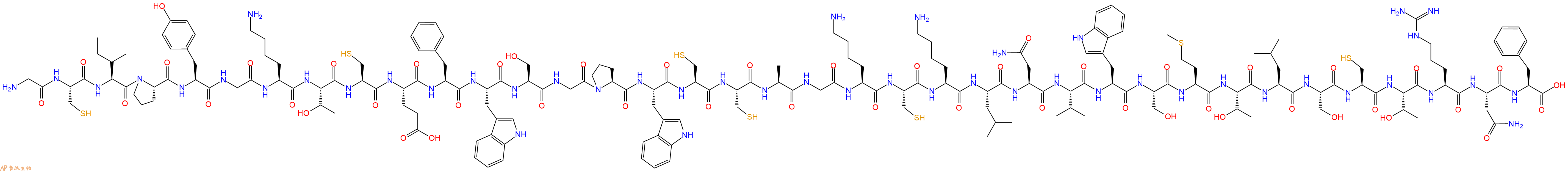 专肽生物产品H2N-Gly-Cys-Ile-Pro-Tyr-Gly-Lys-Thr-Cys-Glu-Phe-Trp-Ser-Gly-Pro-Trp-Cys-Cys-Ala-Gly-Lys-Cys-Lys-Leu-Asn-Val-Trp-Ser-Met-Thr-Leu-Ser-Cys-Thr-Arg-Asn-Phe-OH