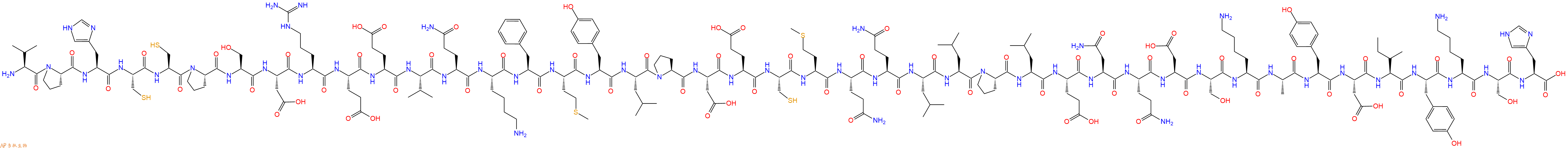 专肽生物产品H2N-Val-Pro-His-Cys-Cys-Pro-Ser-Asp-Arg-Glu-Glu-Val-Gln-Lys-Phe-Met-Tyr-Leu-Pro-Asp-Glu-Cys-Met-Gln-Gln-Leu-Leu-Pro-Leu-Glu-Asn-Gln-Asp-Ser-Lys-Ala-Tyr-Asp-Ile-Tyr-Lys-Ser-His-OH