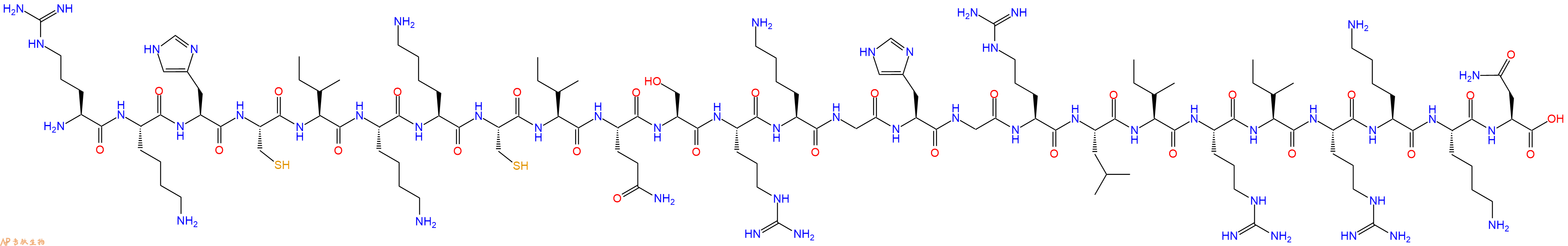 专肽生物产品H2N-Arg-Lys-His-Cys-Ile-Lys-Lys-Cys-Ile-Gln-Ser-Arg-Lys-Gly-His-Gly-Arg-Leu-Ile-Arg-Ile-Arg-Lys-Lys-Asn-OH
