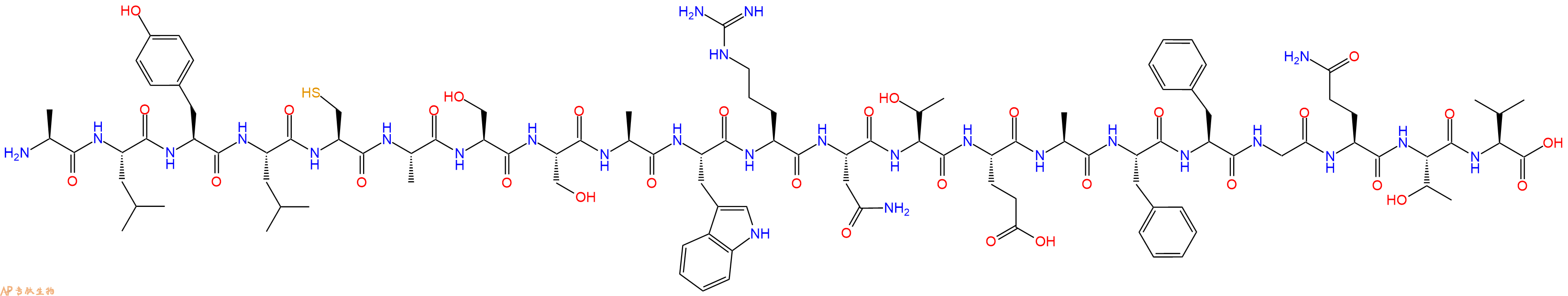 专肽生物产品H2N-Ala-Leu-Tyr-Leu-Cys-Ala-Ser-Ser-Ala-Trp-Arg-Asn-Thr-Glu-Ala-Phe-Phe-Gly-Gln-Thr-Val-OH