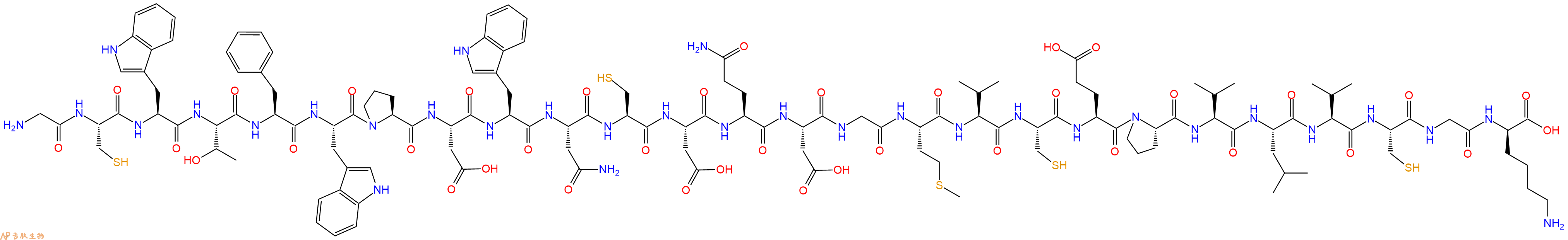 专肽生物产品H2N-Gly-Cys-Trp-Thr-Phe-Trp-Pro-Asp-Trp-Asn-Cys-Asp-Gln-Asp-Gly-Met-Val-Cys-Glu-Pro-Val-Leu-Val-Cys-Gly-DLys-OH