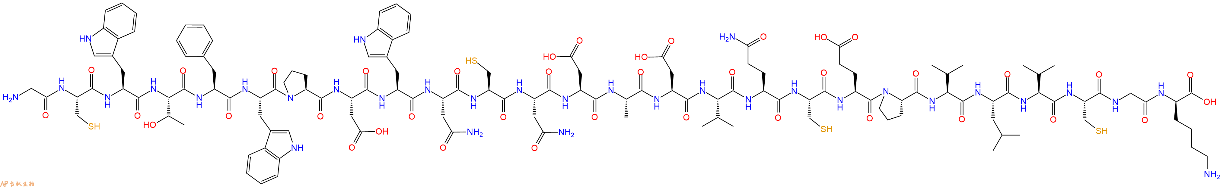 专肽生物产品H2N-Gly-Cys-Trp-Thr-Phe-Trp-Pro-Asp-Trp-Asn-Cys-Asn-Asp-Ala-Asp-Val-Gln-Cys-Glu-Pro-Val-Leu-Val-Cys-Gly-DLys-OH