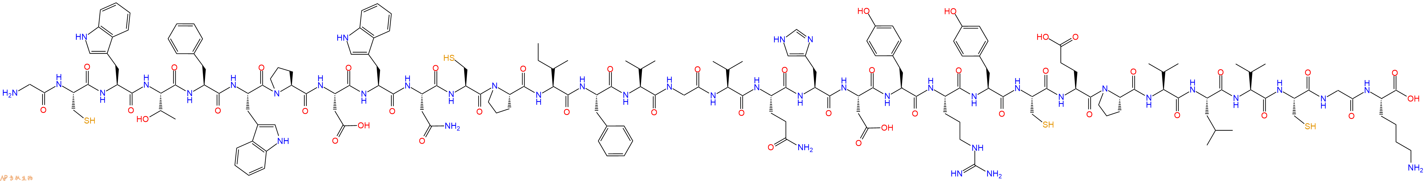 专肽生物产品H2N-Gly-Cys-Trp-Thr-Phe-Trp-Pro-Asp-Trp-Asn-Cys-Pro-Ile-Phe-Val-Gly-Val-Gln-His-Asp-Tyr-Arg-Tyr-Cys-Glu-Pro-Val-Leu-Val-Cys-Gly-Lys-OH