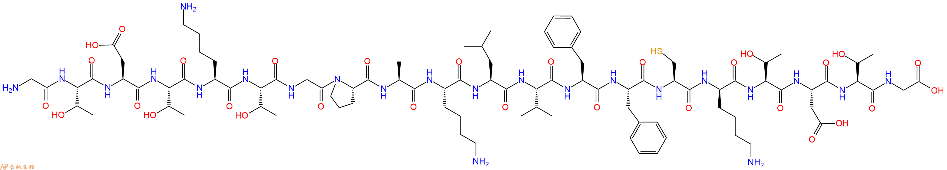 专肽生物产品H2N-Gly-Thr-Asp-Thr-Lys-Thr-Gly-Pro-Ala-Lys-Leu-Val-Phe-Phe-Cys-DLys-Thr-Asp-Thr-Gly-OH