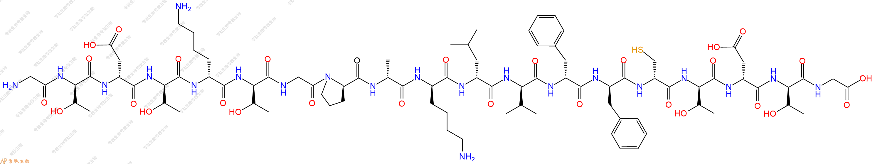 专肽生物产品H2N-Gly-DThr-DAsp-DThr-DLys-DThr-Gly-DPro-DAla-DLys-DLeu-DVal-DPhe-DPhe-DCys-DThr-DAsp-DThr-Gly-OH