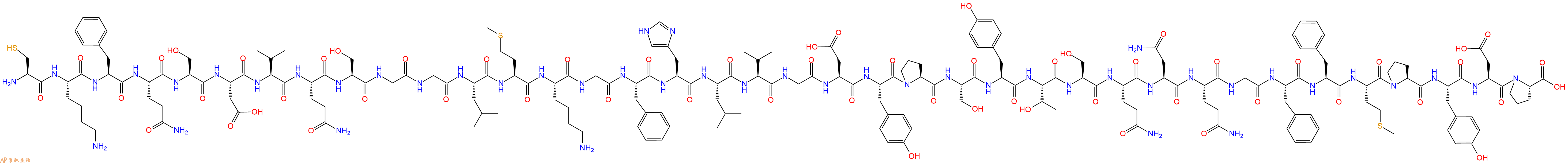 专肽生物产品H2N-Cys-Lys-Phe-Gln-Ser-Asp-Val-Gln-Ser-Gly-Gly-Leu-Met-Lys-Gly-Phe-His-Leu-Val-Gly-Asp-Tyr-Pro-Ser-Tyr-Thr-Ser-Gln-Asn-Gln-Gly-Phe-Phe-Met-Pro-Tyr-Asp-Pro-OH