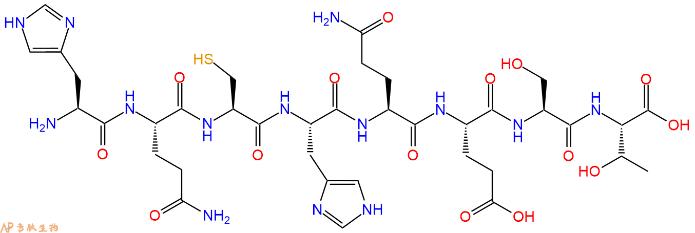 专肽生物产品H2N-His-Gln-Cys-His-Gln-Glu-Ser-Thr-OH