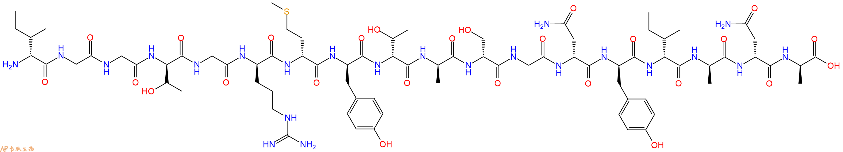 专肽生物产品H2N-DIle-Gly-Gly-DThr-Gly-DArg-DMet-DTyr-DThr-DAla-DSer-Gly-DAsn-DTyr-DIle-DAla-DAsn-DAla-OH