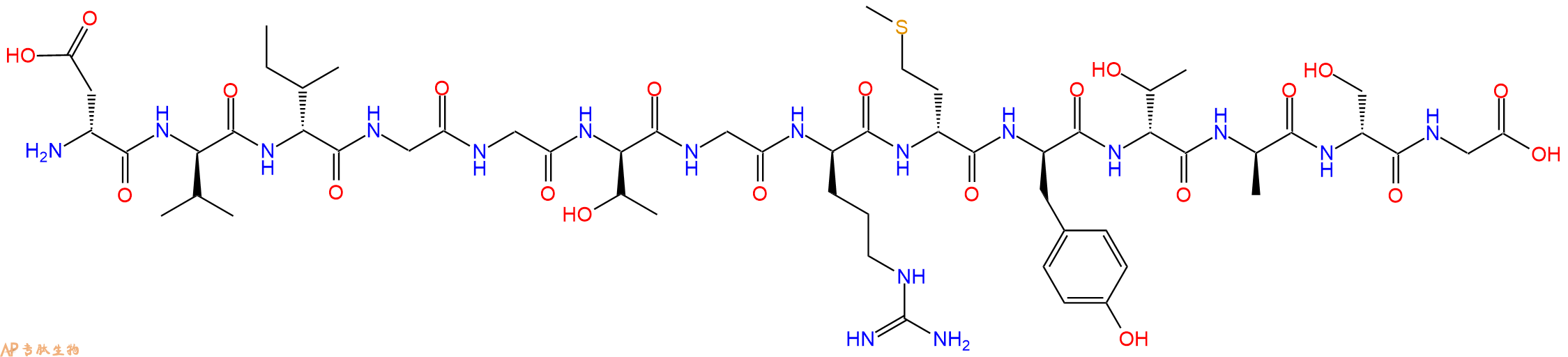 专肽生物产品H2N-DAsp-DVal-DIle-Gly-Gly-DThr-Gly-DArg-DMet-DTyr-DThr-DAla-DSer-Gly-OH