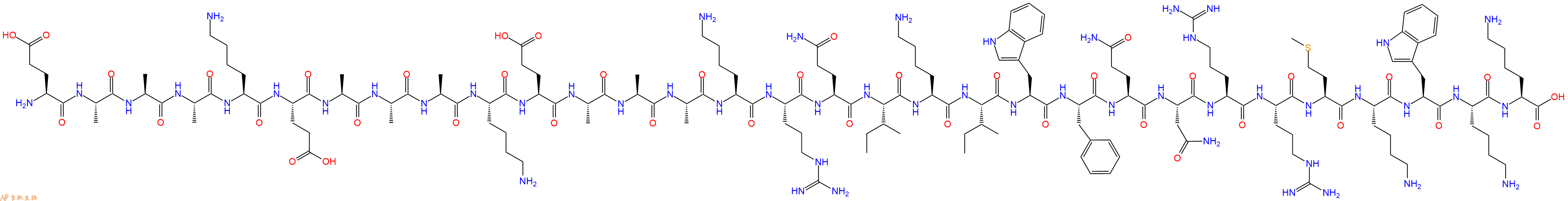 专肽生物产品H2N-Glu-Ala-Ala-Ala-Lys-Glu-Ala-Ala-Ala-Lys-Glu-Ala-Ala-Ala-Lys-Arg-Gln-Ile-Lys-Ile-Trp-Phe-Gln-Asn-Arg-Arg-Met-Lys-Trp-Lys-Lys-OH