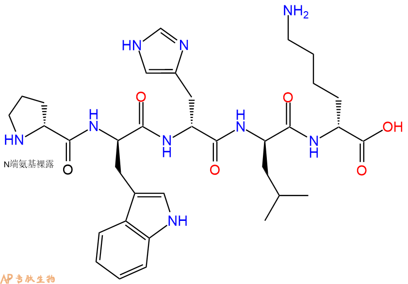 专肽生物产品H2N-DPro-DTrp-DHis-DLeu-DLys-OH