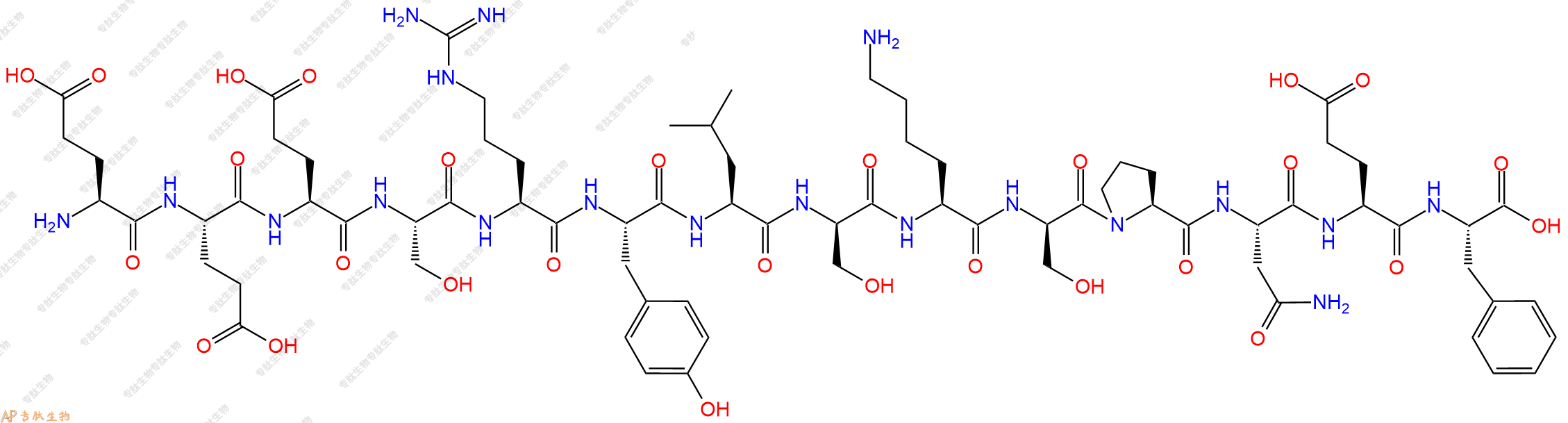 专肽生物产品H2N-Glu-Glu-Glu-Ser-Arg-Tyr-Leu-DSer-Lys-DSer-Pro-Asn-Glu-Phe-OH