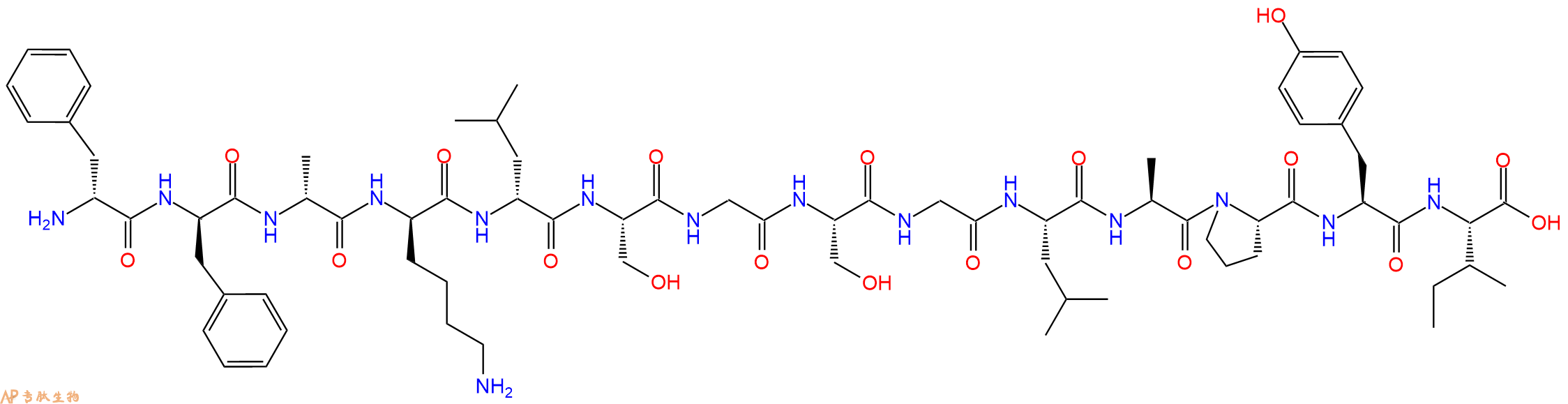 专肽生物产品H2N-DPhe-DPhe-DAla-DLys-DLeu-Ser-Gly-Ser-Gly-Leu-Ala-Pro-Tyr-Ile-OH