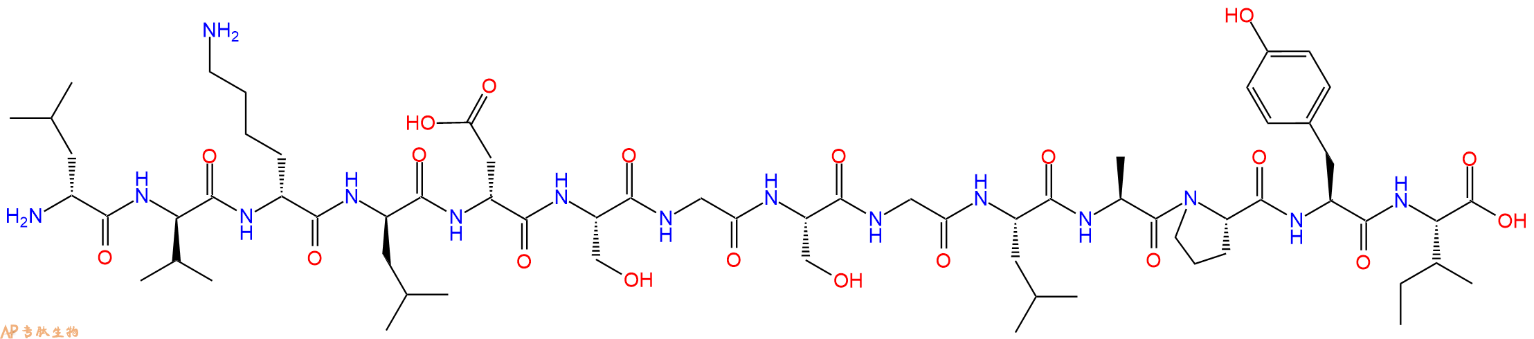 专肽生物产品H2N-DLeu-DVal-DLys-DLeu-DAsp-Ser-Gly-Ser-Gly-Leu-Ala-Pro-Tyr-Ile-OH