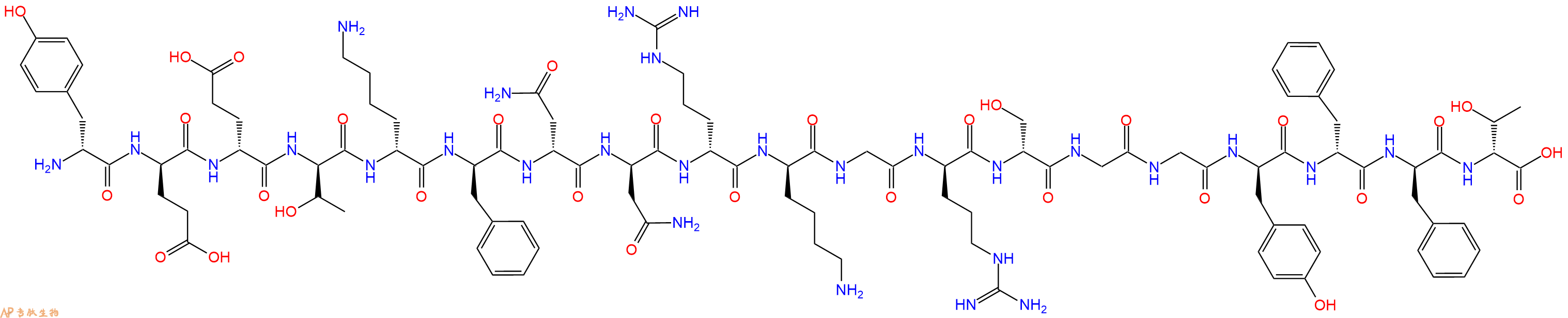 专肽生物产品H2N-DTyr-DGlu-DGlu-DThr-DLys-DPhe-DAsn-DAsn-DArg-DLys-Gly-DArg-DSer-Gly-Gly-DTyr-DPhe-DPhe-DThr-OH