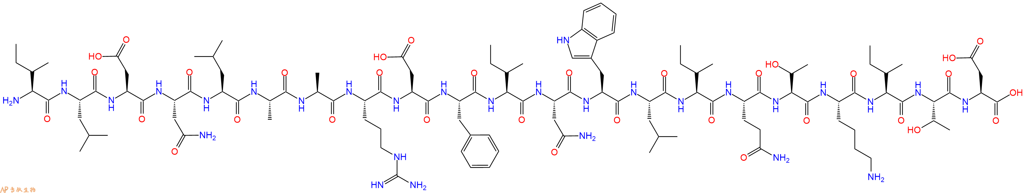 专肽生物产品H2N-Ile-Leu-Asp-Asn-Leu-Ala-Ala-Arg-Asp-Phe-Ile-Asn-Trp-Leu-Ile-Gln-Thr-Lys-Ile-Thr-Asp-OH