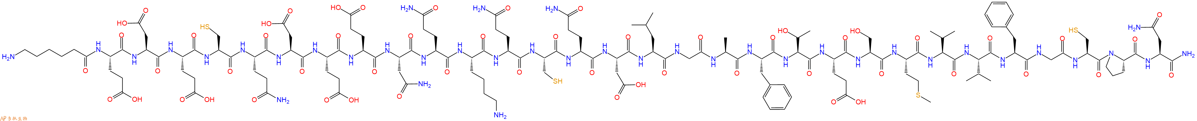 专肽生物产品H2N-Ahx-Glu-Asp-Glu-Cys-Gln-Asp-Glu-Glu-Asn-Gln-Lys-Gln-Cys-Gln-Asp-Leu-Gly-Ala-Phe-Thr-Glu-Ser-Met-Val-Val-Phe-Gly-Cys-Pro-Asn-NH2