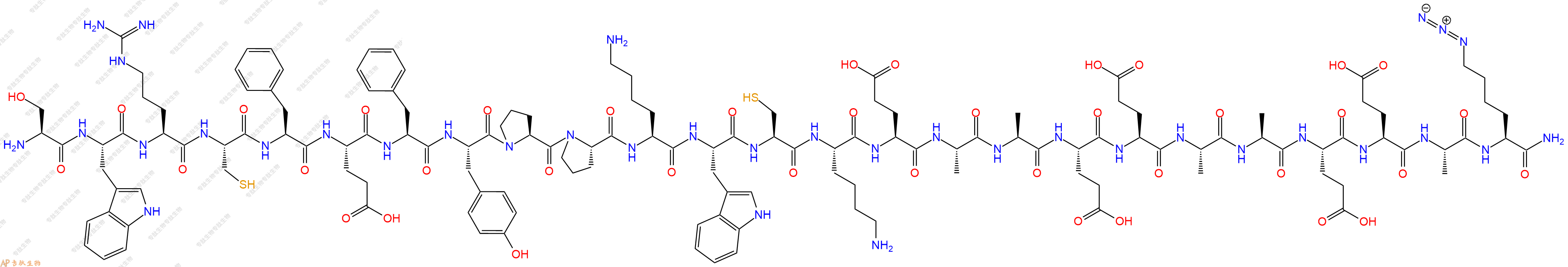 专肽生物产品H2N-Ser-Trp-Arg-Cys-Phe-Glu-Phe-Tyr-Pro-Pro-Lys-Trp-Cys-Lys-Glu-Ala-Ala-Glu-Glu-Ala-Ala-Glu-Glu-Ala-Lys(N3)-NH2