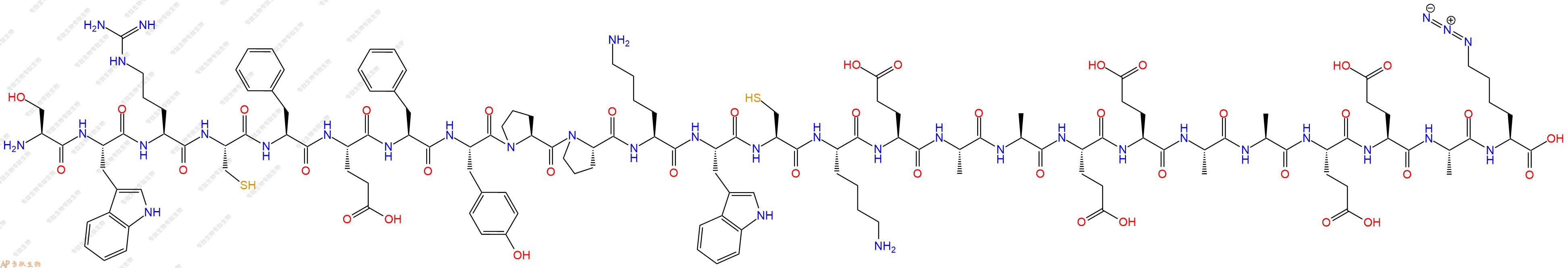 专肽生物产品H2N-Ser-Trp-Arg-Cys-Phe-Glu-Phe-Tyr-Pro-Pro-Lys-Trp-Cys-Lys-Glu-Ala-Ala-Glu-Glu-Ala-Ala-Glu-Glu-Ala-Lys(N3)-OH