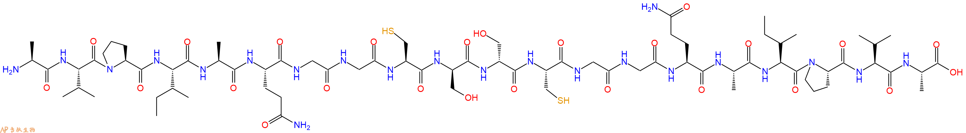 专肽生物产品H2N-Ala-Val-Pro-Ile-Ala-Gln-Gly-Gly-Cys-DSer-DSer-Cys-Gly-Gly-Gln-Ala-Ile-Pro-Val-Ala-OH