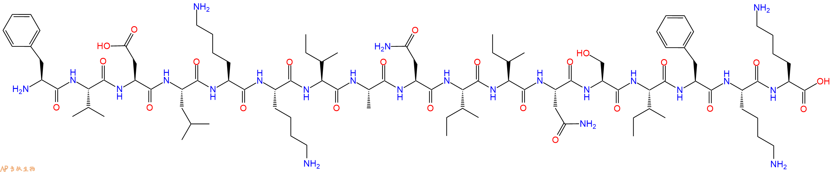 专肽生物产品H2N-Phe-Val-Asp-Leu-Lys-Lys-Ile-Ala-Asn-Ile-Ile-Asn-Ser-Ile-Phe-Lys-Lys-OH