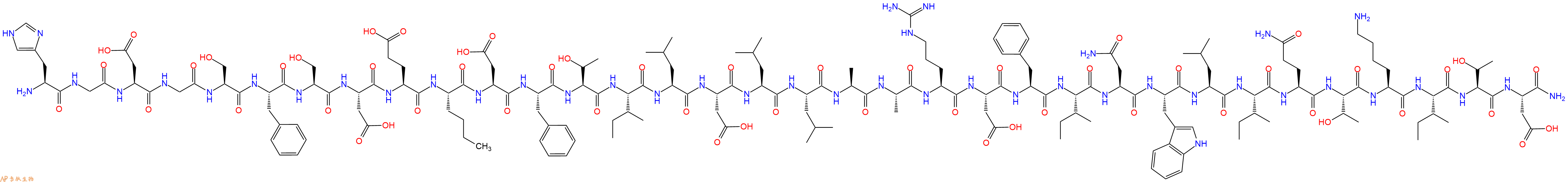 专肽生物产品H2N-His-Gly-Asp-Gly-Ser-Phe-Ser-Asp-Glu-Nle-Asp-Phe-Thr-Ile-Leu-Asp-Leu-Leu-Ala-Ala-Arg-Asp-Phe-Ile-Asn-Trp-Leu-Ile-Gln-Thr-Lys-Ile-Thr-Asp-NH2