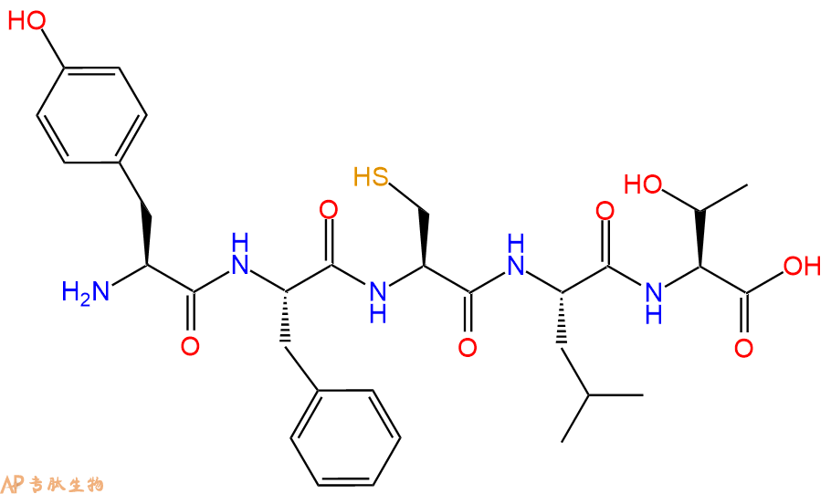 专肽生物产品H2N-Tyr-Phe-Cys-Leu-Thr-OH
