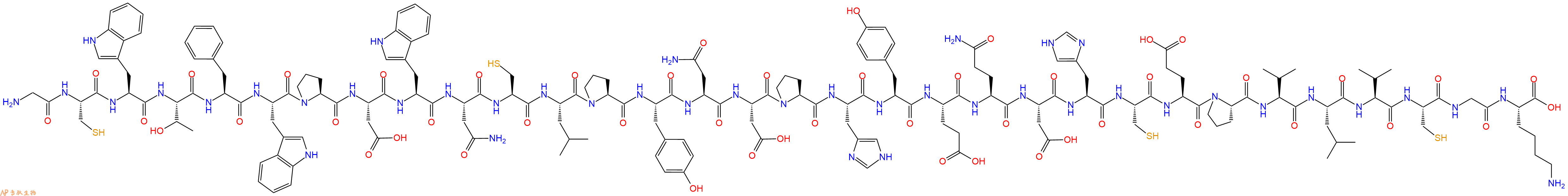 专肽生物产品H2N-Gly-Cys-Trp-Thr-Phe-Trp-Pro-Asp-Trp-Asn-Cys-Leu-Pro-Tyr-Asn-Asp-Pro-His-Tyr-Glu-Gln-Asp-His-Cys-Glu-Pro-Val-Leu-Val-Cys-Gly-Lys-OH