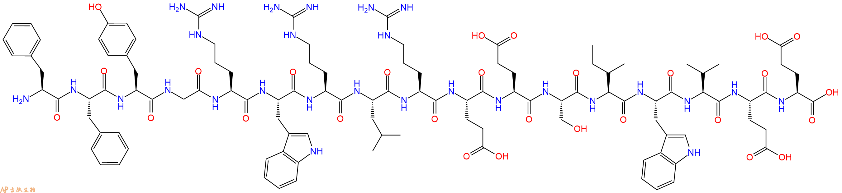 专肽生物产品H2N-Phe-Phe-Tyr-Gly-Arg-Trp-Arg-Leu-Arg-Glu-Glu-Ser-Ile-Trp-Val-Glu-Glu-OH