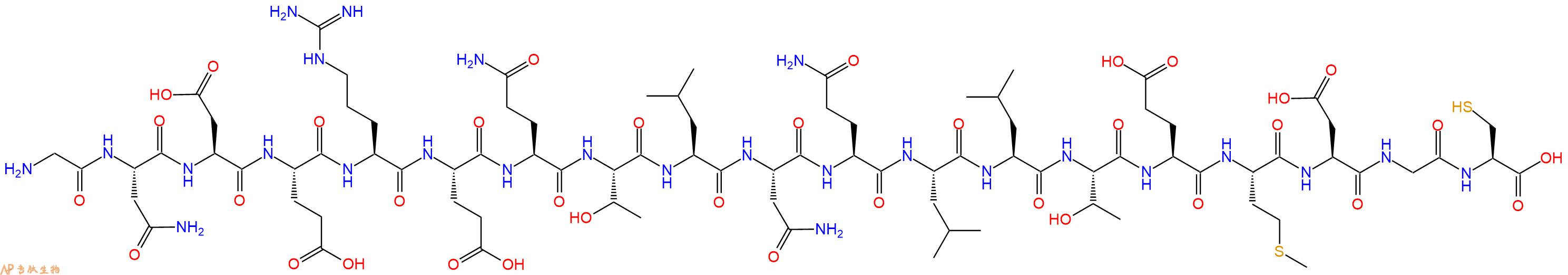 专肽生物产品H2N-Gly-Asn-Asp-Glu-Arg-Glu-Gln-Thr-Leu-Asn-Gln-Leu-Leu-Thr-Glu-Met-Asp-Gly-Cys-OH