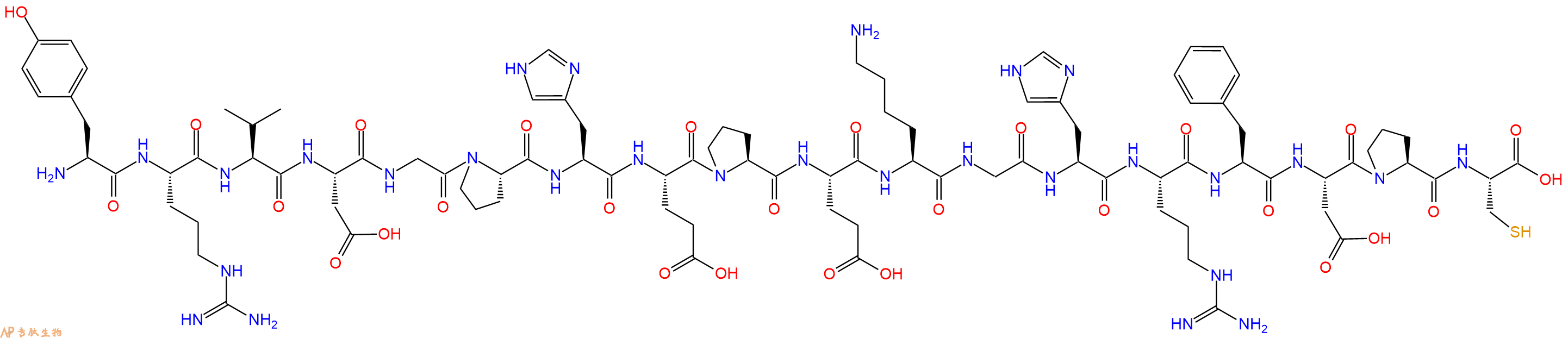 专肽生物产品H2N-Tyr-Arg-Val-Asp-Gly-Pro-His-Glu-Pro-Glu-Lys-Gly-His-Arg-Phe-Asp-Pro-Cys-OH