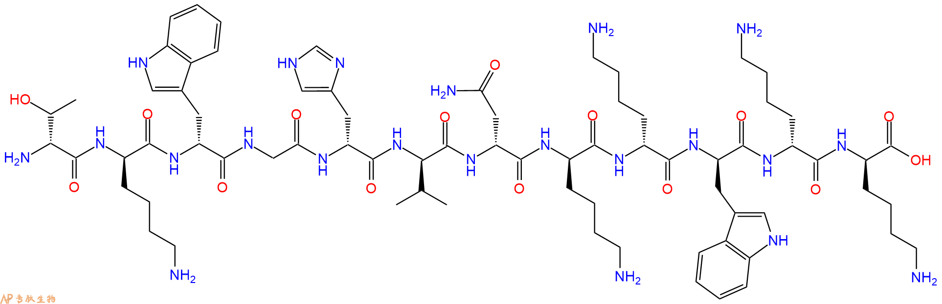 专肽生物产品H2N-DThr-DLys-DTrp-Gly-DHis-DVal-DAsn-DLys-DLys-DTrp-DLys-DLys-OH