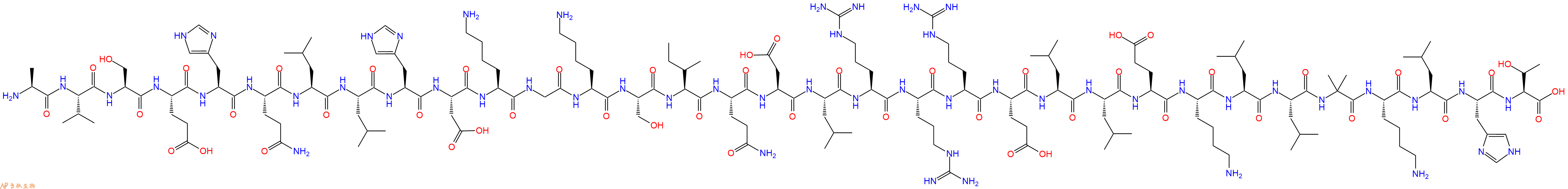 专肽生物产品H2N-Ala-Val-Ser-Glu-His-Gln-Leu-Leu-His-Asp-Lys-Gly-Lys-Ser-Ile-Gln-Asp-Leu-Arg-Arg-Arg-Glu-Leu-Leu-Glu-Lys-Leu-Leu-Aib-Lys-Leu-His-Thr-OH