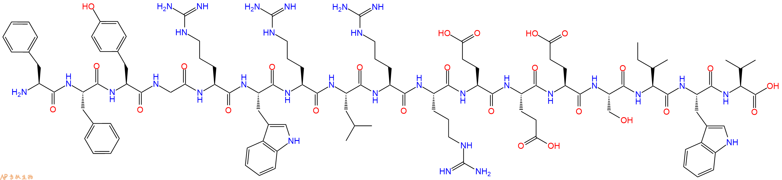 专肽生物产品H2N-Phe-Phe-Tyr-Gly-Arg-Trp-Arg-Leu-Arg-Arg-Glu-Glu-Glu-Ser-Ile-Trp-Val-OH