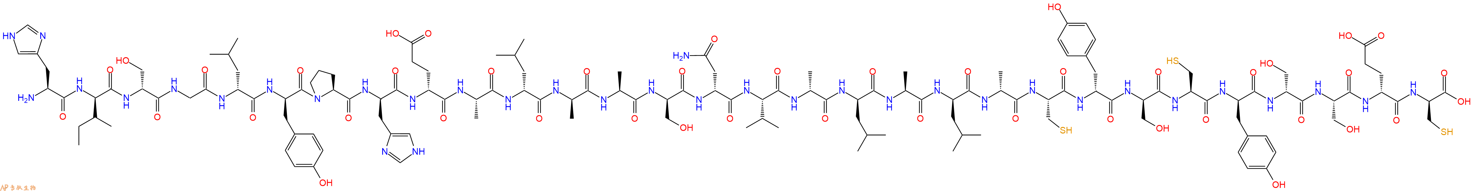 专肽生物产品H2N-His-DIle-DSer-Gly-DLeu-DTyr-Pro-DHis-DGlu-Ala-DLeu-DAla-Ala-DSer-DAsn-Val-DAla-DLeu-Ala-DLeu-DAla-Cys-DTyr-DSer-Cys-DTyr-DSer-Ser-DGlu-DCys-OH